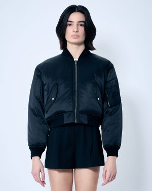 Alexander Wang Logo Embroidered Bomber Jacket - Woman Jackets Black L