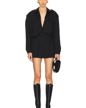 Alexander Wang Prestyled Pleated Skirt Mini Romper in Black. Size 14, 6, 8.