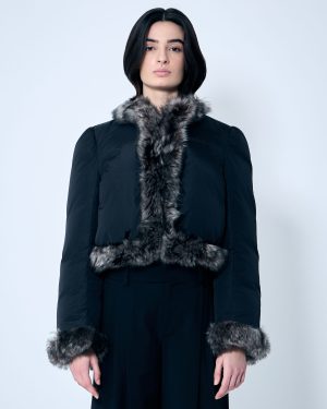 Alexander Wang Puffer Jacket With Shearling Trims - Woman Jackets Black Xs