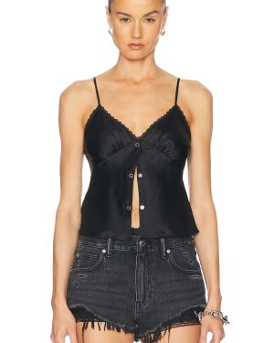 Alexander Wang Snap Front Camisole Top in Black - Black. Size 6 (also in ).