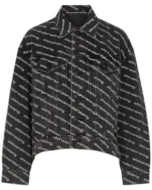Alexanderwang.t Falling Back Black Logo-print Denim Jacket - S