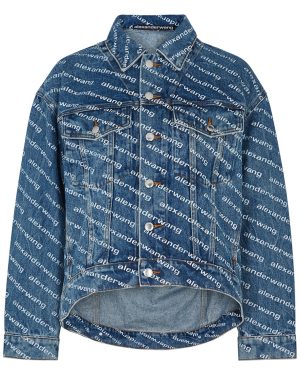 Alexanderwang.t Falling Back Blue Logo-print Denim Jacket - XS