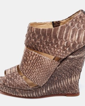 Alexandre Birman Two-Tone Python Leather Wedge Sandals Size 36