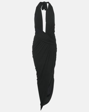 Alexandre Vauthier Black Jersey Asymmetric Halter Neck Draped Dress S
