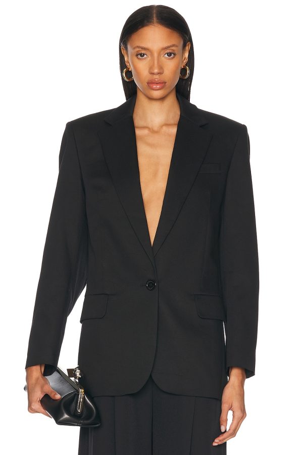 Alexandre Vauthier Satin Tailoring Blazer in Black - Black. Size 34 (also in 36, 38, 40, 42, 44).