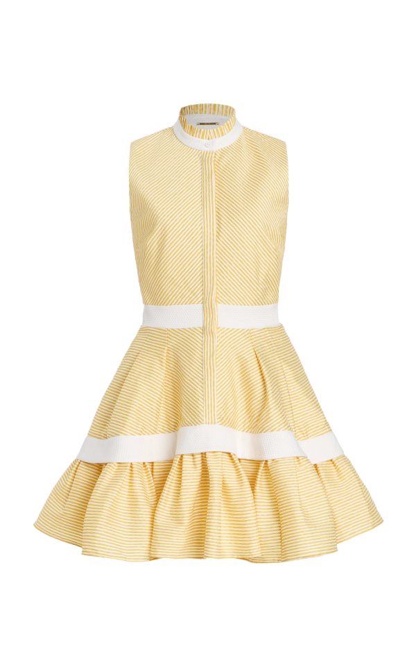 Alexis - Natacha Herringbone Mini Shirt Dress - Yellow - S - Moda Operandi