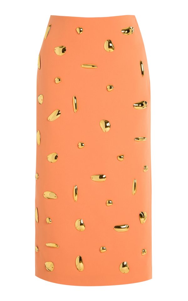 Alexis - Palmila Embellished Crepe Midi Skirt - Orange - S - Moda Operandi