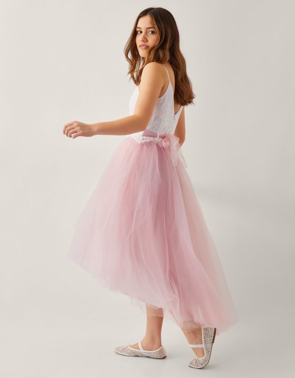 Alianthe Sleeveless Lace High-Low Dress Pink