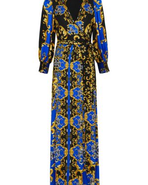 Alice + Olivia Alisa Printed Satin Maxi Wrap Dress - Multicoloured - 4 (UK 8 / S)