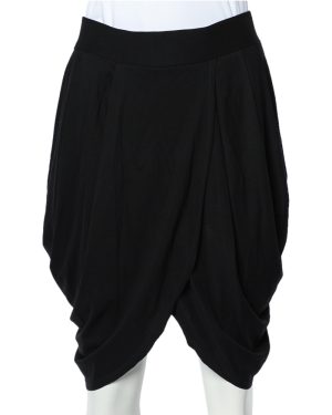 Alice + Olivia Black Jersey Tulip Draped Skirt M