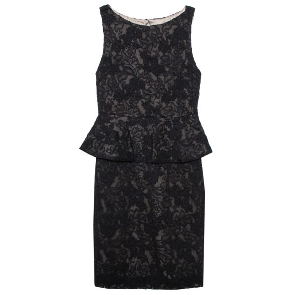 Alice + Olivia Black Lace Josephine Peplum Dress S
