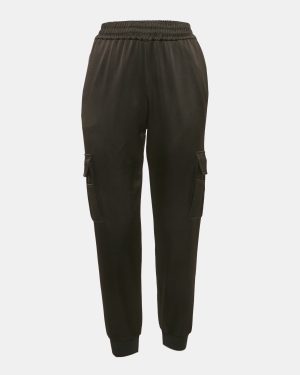 Alice + Olivia Black Satin Joggers XS