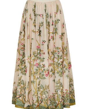 Alice + Olivia Catrina Floral-embroidered Tulle Maxi Skirt - Beige - 8 (UK 12 / M)
