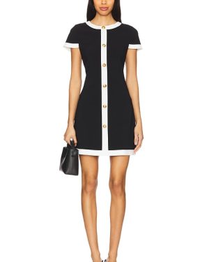 Alice + Olivia Coley Button Mini Shift Dress in Black. Size 10, 2, 4, 6.