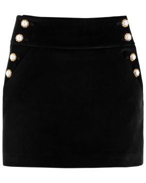 Alice + Olivia Donald Velvet Mini Skirt - Black - 2 (UK6 /xs)
