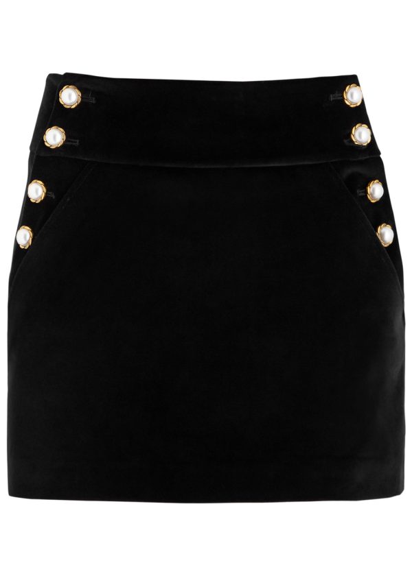 Alice + Olivia Donald Velvet Mini Skirt - Black - 2 (UK6 /xs)