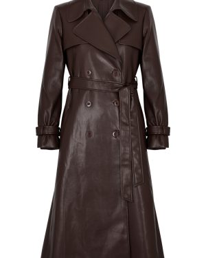 Alice + Olivia Elicia Faux Leather Trench Coat - Brown - M