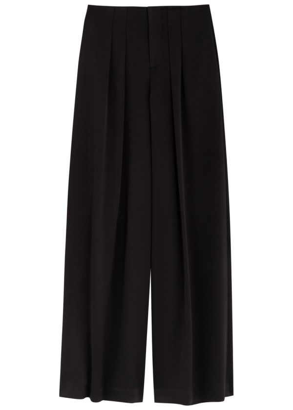 Alice + Olivia Eloise Wide-leg Satin Trousers - Black - 8 (UK12 / M)