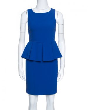 Alice + Olivia June Cobalt Blue Sleeveless Peplum Dress S