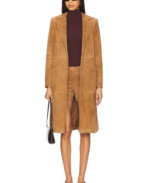 Alice + Olivia Karley Suede Flare Wrap Coat in NA. Size S, XS.