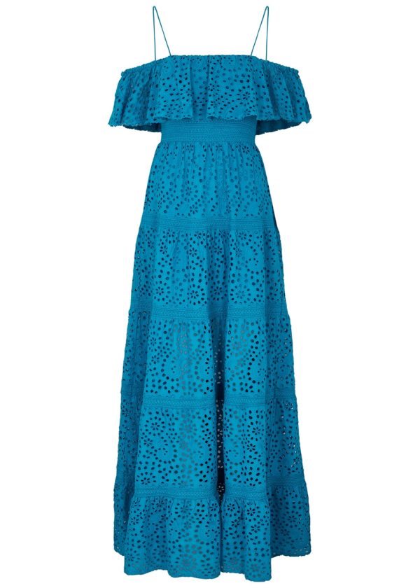 Alice + Olivia Kia Broderie Anglaise Maxi Dress - Blue - 12