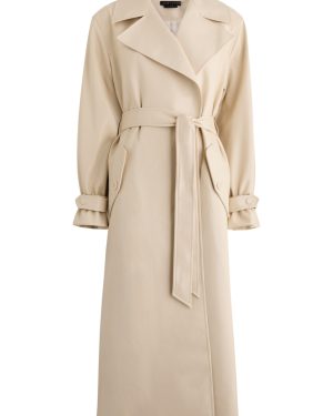 Alice + Olivia Sullivan Belted Faux Leather Trench Coat - Cream - M (UK12 / M)