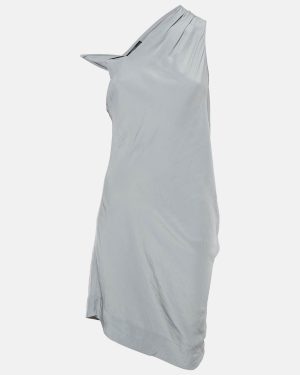 All Saints Grey Crepe Asymmetric Sleeveless Midi Dress M