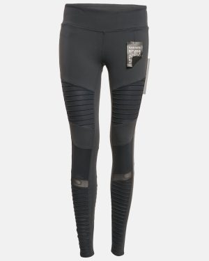 Alo Yoga Grey Jersey Mesh Detail Leggings L