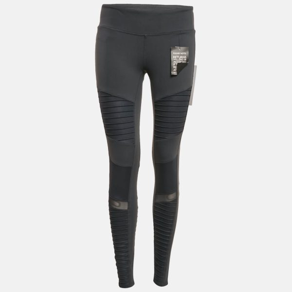 Alo Yoga Grey Jersey Mesh Detail Leggings L