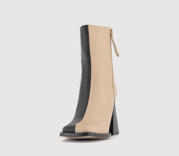 Alohas Womens South Bicolor Heeled Ankle Boots Black Cream, 3.5