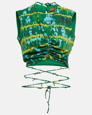 Altuzarra Ayana printed ruched crop top
