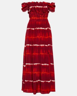 Altuzarra Printed off-shoulder silk midi dress