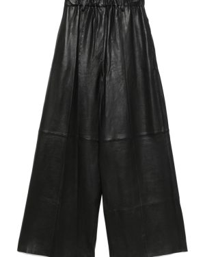 Alysi Leather Wide-Leg Trousers