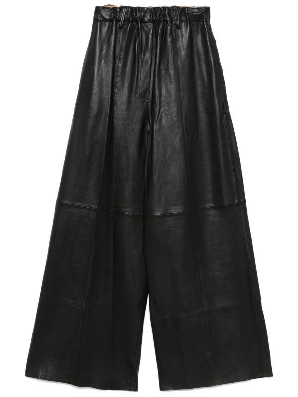 Alysi Leather Wide-Leg Trousers