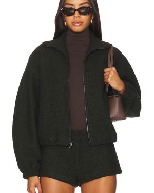 Amanda Uprichard Como Bomber Jacket in Dark Green. Size M, XL, XS.