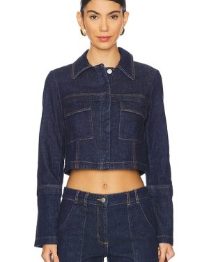 Amanda Uprichard Lucas Jacket in Denim-Dark. Size L, S, XL, XS.