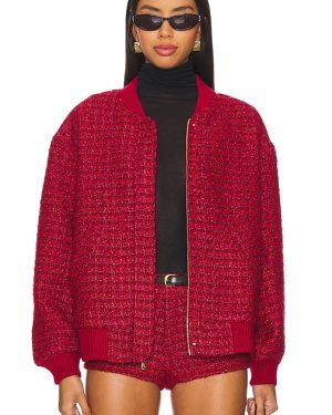 Amanda Uprichard Vero Bomber Jacket in Red. Size M, XL.