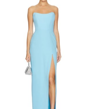 Amanda Uprichard x REVOLVE Chamberlain Maxi Dress in Baby Blue. Size M, S, XL, XS.