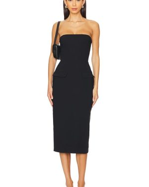 Amanda Uprichard x REVOLVE Strapless Bethany Midi Dress in Black. Size M, S, XS.