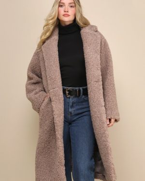 Amazing Comfort Taupe Shearling Long Coat