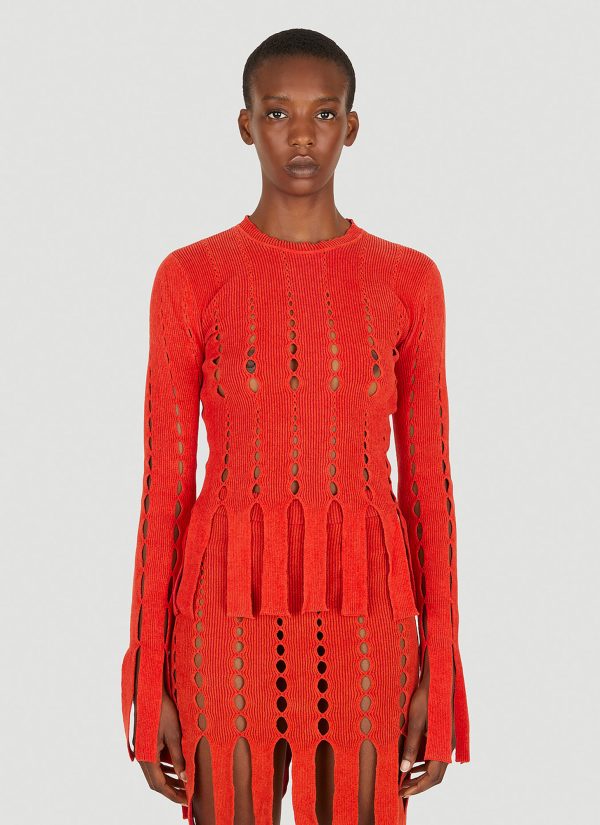 Ambush Knit Cut Out Top - Woman Tops Red M