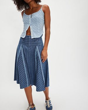 Amelia Midi Skirt at Free People in Sky Blue Combo, Size: US 0