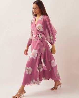 Amelia Wrap Maxi Dress Pink