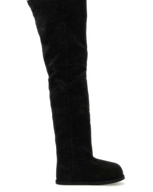 Amina Muaddi Black Suede Heidi Over-the-knee Boots