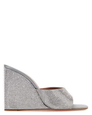 Amina Muaddi Embellished Satin Lupita Mules