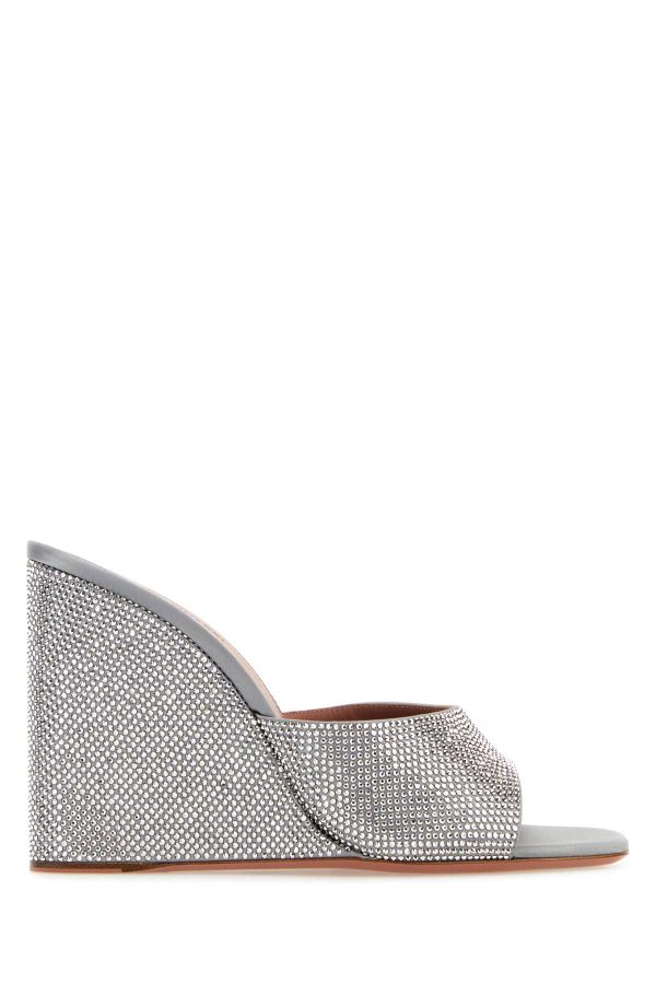 Amina Muaddi Embellished Satin Lupita Mules