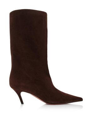 Amina Muaddi - Fiona Suede Ankle Boots - Brown - IT 37.5 - Moda Operandi
