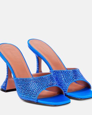Amina Muaddi Lupita embellished satin mules