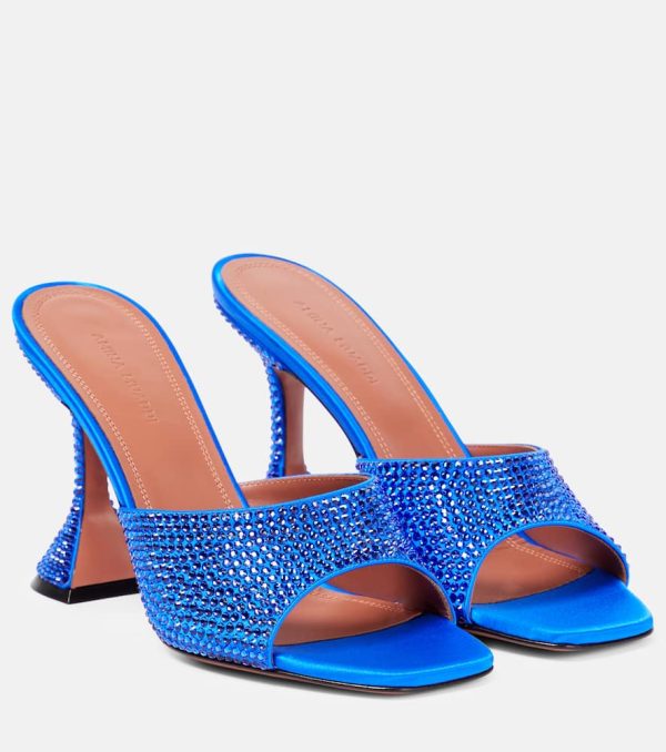 Amina Muaddi Lupita embellished satin mules
