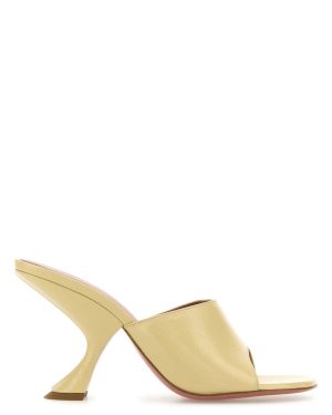 Amina Muaddi Pastel Yellow Leather Taylor Mules